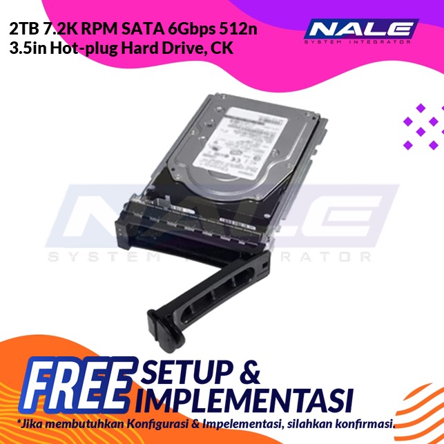 2TB 7.2K RPM SATA 6Gbps 512n 3.5in Hot-plug Hard Drive, CK Dell 2TB 7.2K RPM SATA 6Gbps 512n 3.5in Hot-plug Hard Drive, CK - Gambar 1